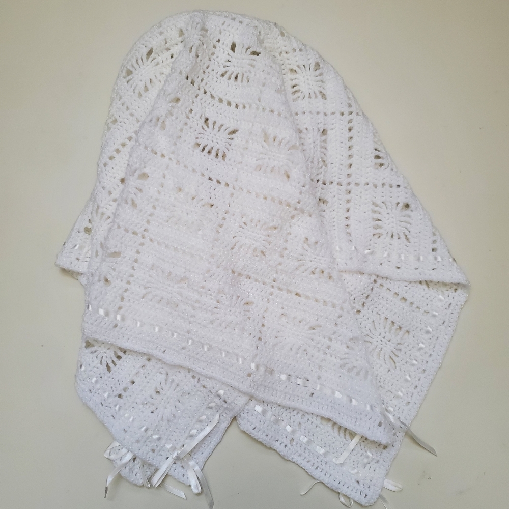 Baby White Crochet Blanket